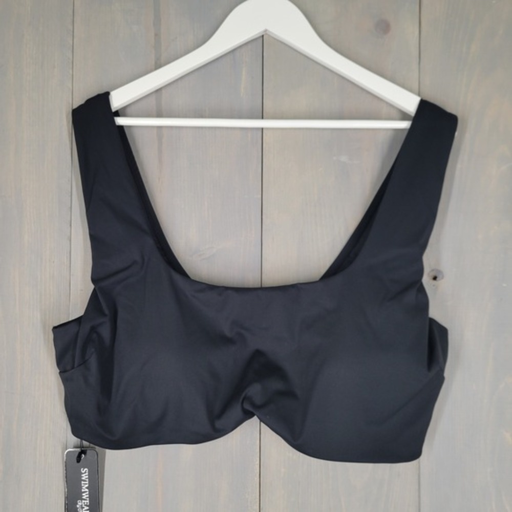 City Chic Vigo UW Bikini Top Women 24 Black Underwire Square Neck XXL